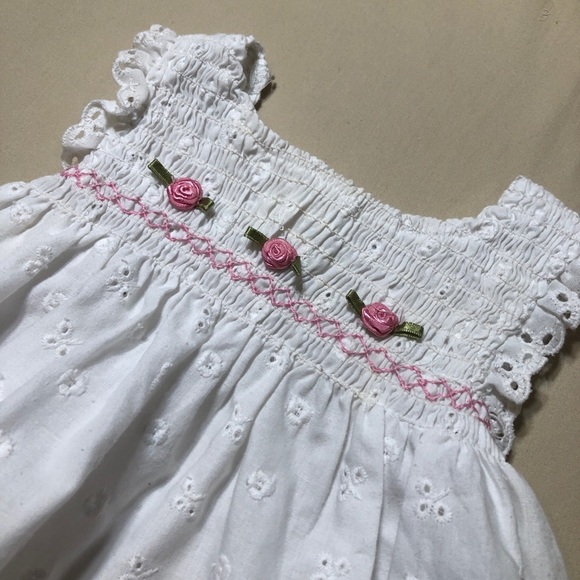 Starting Out Pink Rose & Eyelets Infant Dress - Picture 2 of 5